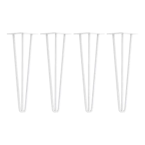 3-Rod White Steel Hairpin Table Legs, 41cm, Set of 4