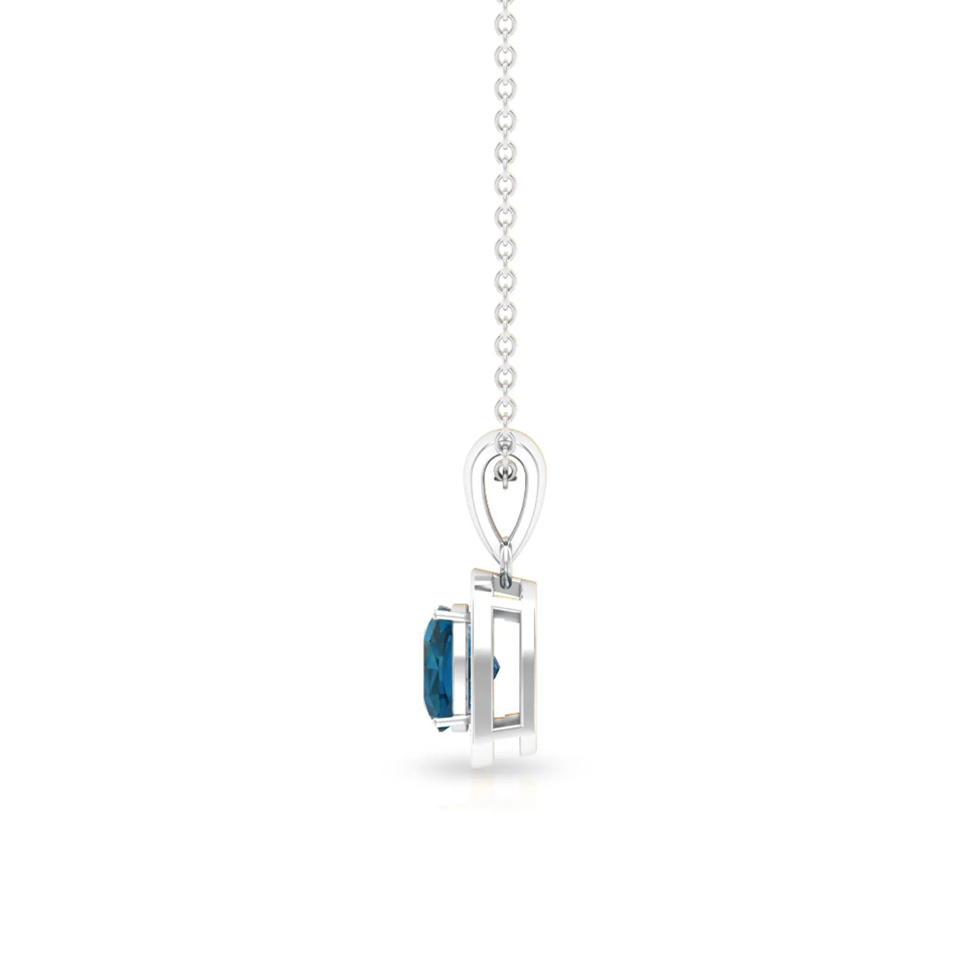 3.25 CT Cushion Shape London Blue Topaz Pendant with Diamond Halo