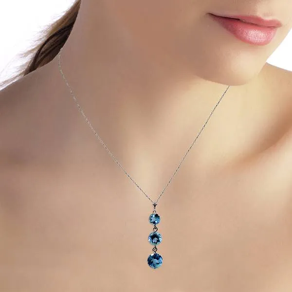 3.6 Carat 14K Solid White Gold Genie's Out Blue Topaz Necklace