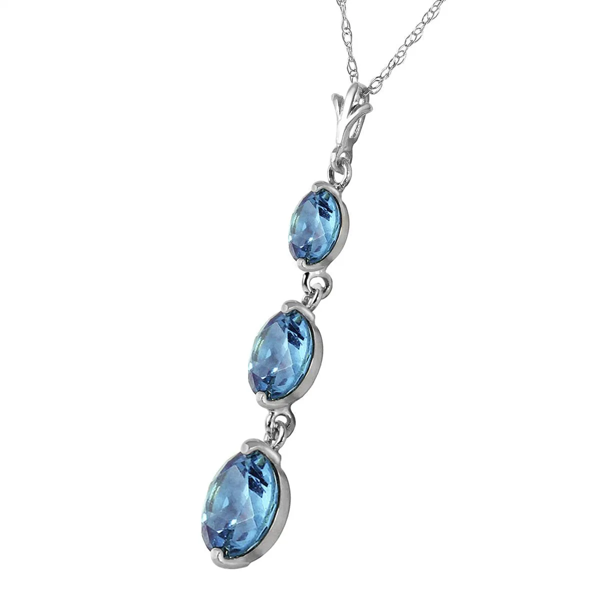 3.6 Carat 14K Solid White Gold Genie's Out Blue Topaz Necklace