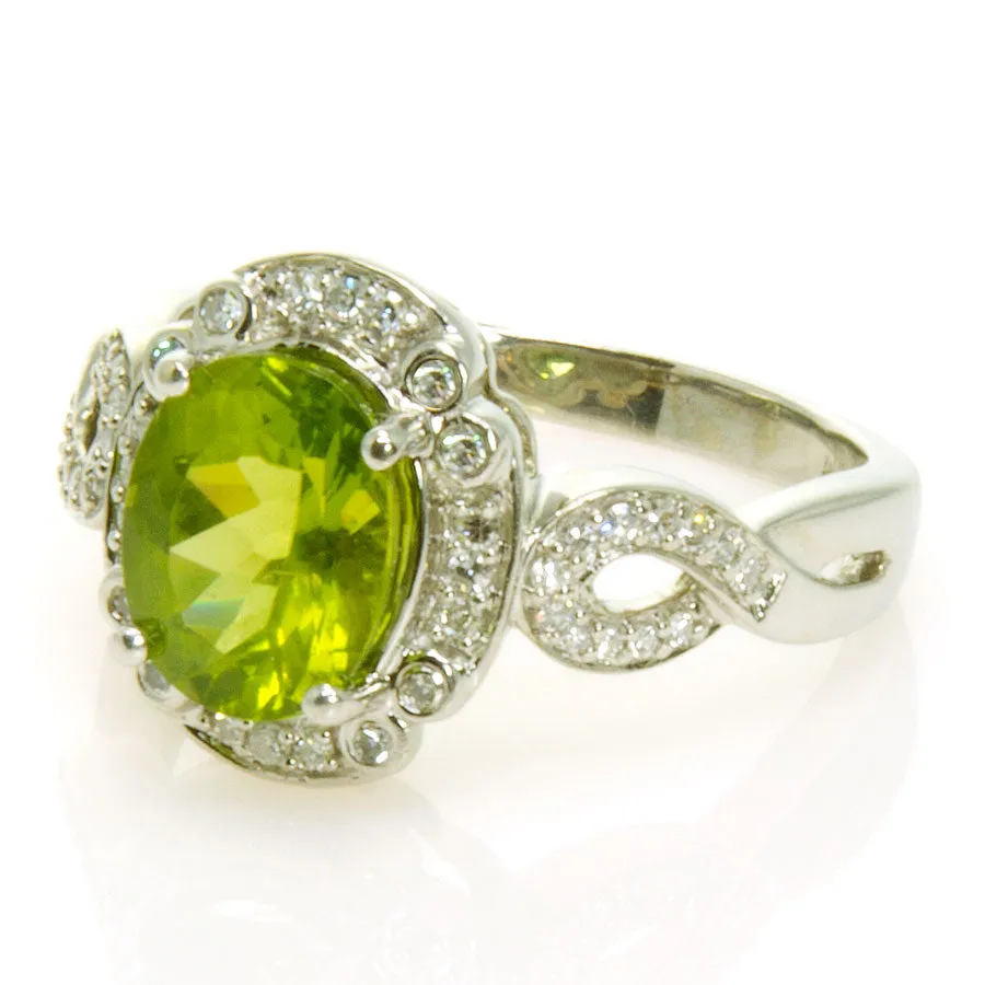 3.75ct Peridot & Diamond Ring