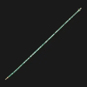 3.82ct EMERALD TENNIS BRACELET 14k YELLOW GOLD NATURAL CLASSIC ROUND BRILLIANT