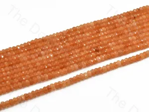 4 mm Salmon Orange Rondelle Jade Quartz Stones