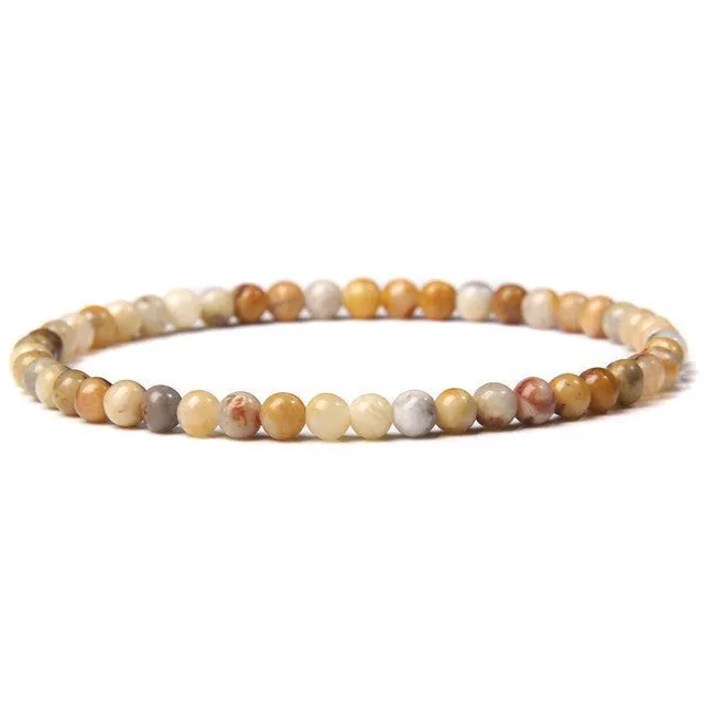 4mm Natural Agate Stone Beads Energy Charm Bracelet For Women