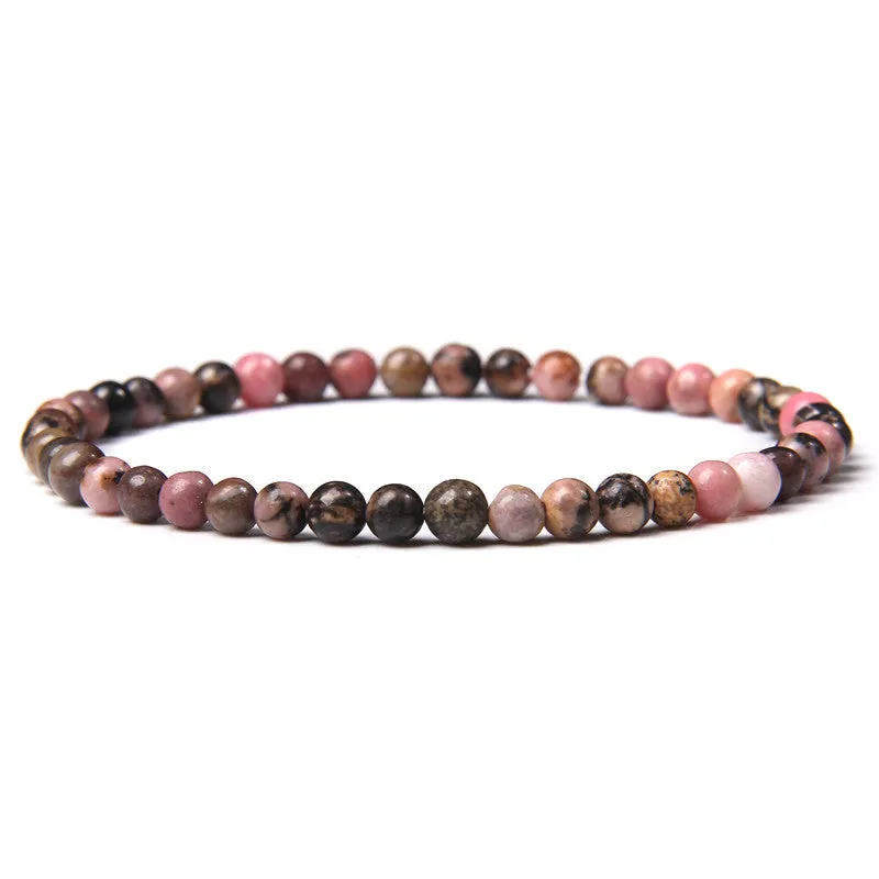 4mm Natural Agate Stone Beads Energy Charm Bracelet For Women