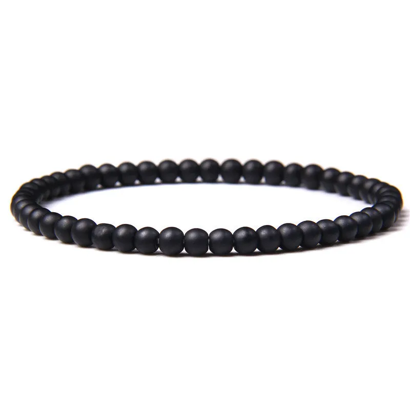 4mm Natural Agate Stone Beads Energy Charm Bracelet For Women