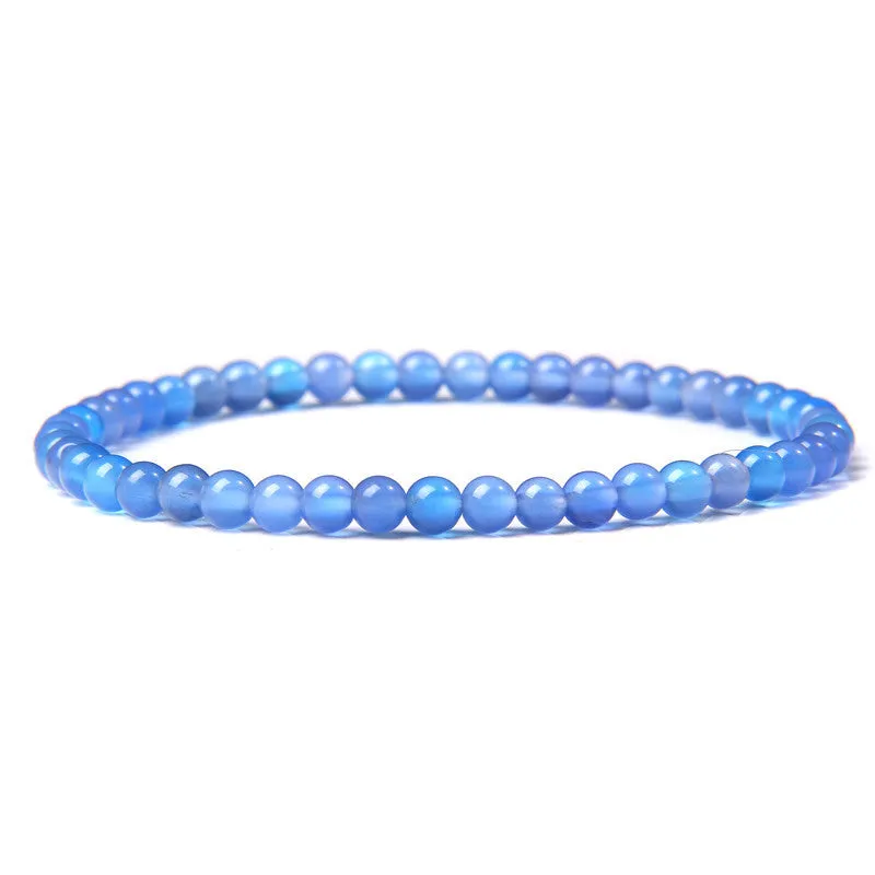 4mm Natural Agate Stone Beads Energy Charm Bracelet For Women