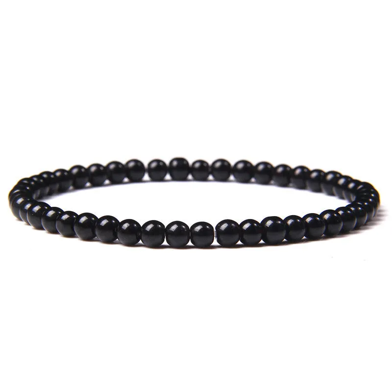 4mm Natural Agate Stone Beads Energy Charm Bracelet For Women