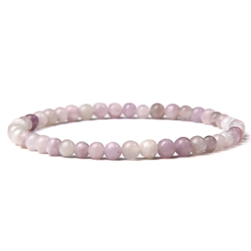 4mm Natural Agate Stone Beads Energy Charm Bracelet For Women