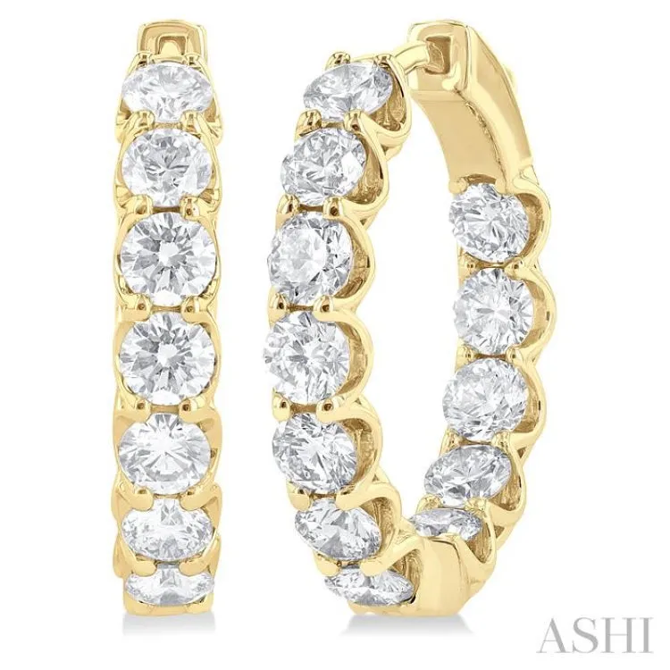 5 Ctw Inside-Out Round Cut Diamond Hoop Earrings in 14K Yellow Gold