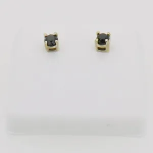 .50cttw Black Diamond Earrings Studs 10K Yellow Gold