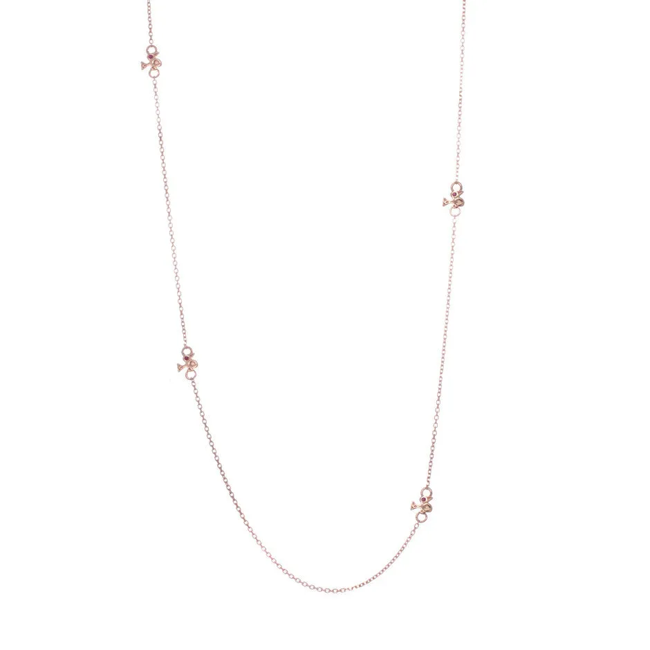 70% DISCOUNT   Girls'/Woman's 18 ct Rose Gold Vermeil Five Charm Bird Stacking Necklace With Rubies or Orange sapphire