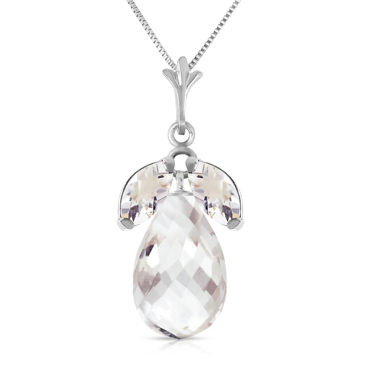 7.2 Carat 14K Solid White Gold On The Quay White Topaz Necklace