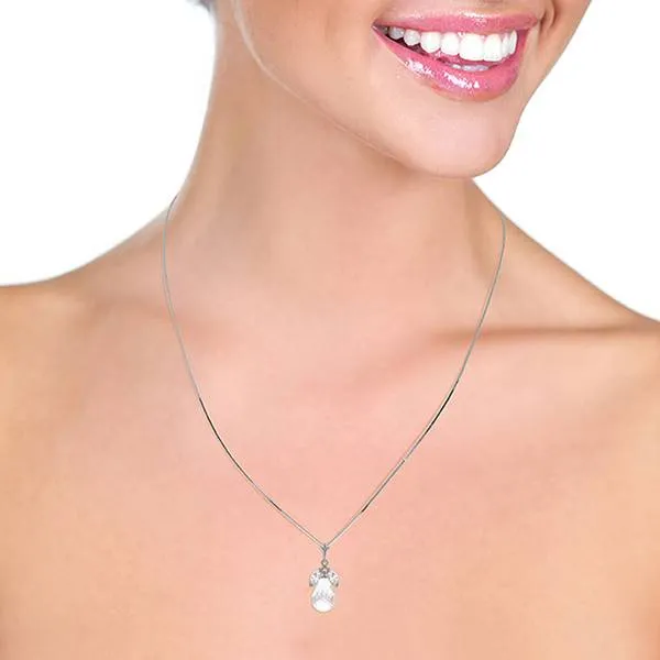 7.2 Carat 14K Solid White Gold On The Quay White Topaz Necklace