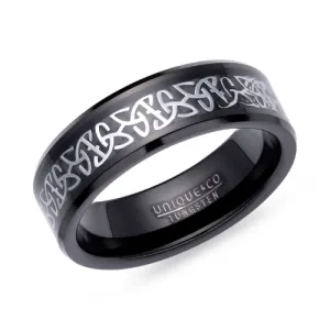 7mm Black IP Tungsten Celtic ring