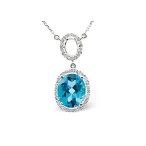 Acotis Diamonds 9K White Gold 0.12ct Diamond 4.79ct Blue Topaz Necklace B1222