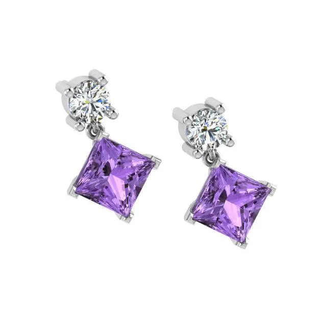 Amethyst and Diamond Stud Earrings