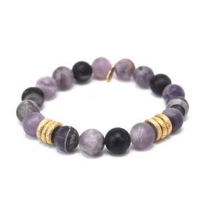 Amethyst Crystal Bracelet | Matte Frost   Gold Rings