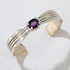 Amethyst Navajo USA Native American Made 925 Sterling Silver Cuff