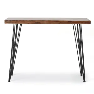 Aneissa Industrial Faux Live Edge Rectangular Bar Table, Natural