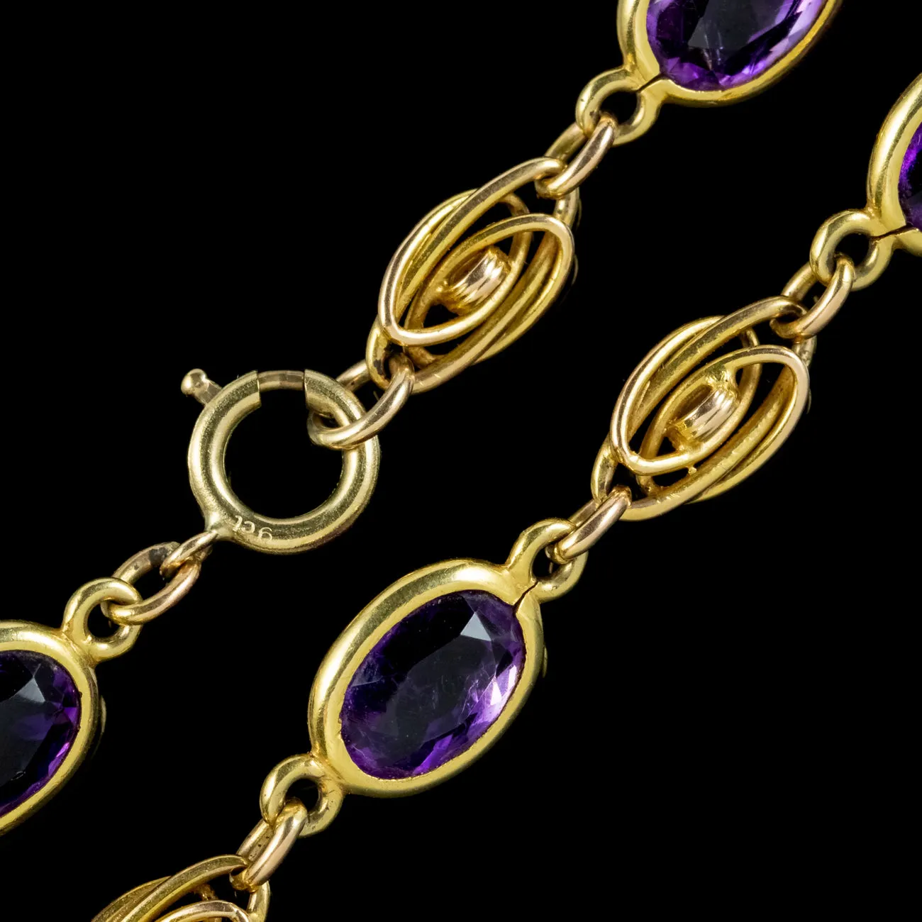 Antique Edwardian Amethyst Bracelet 9ct Gold Circa 1910