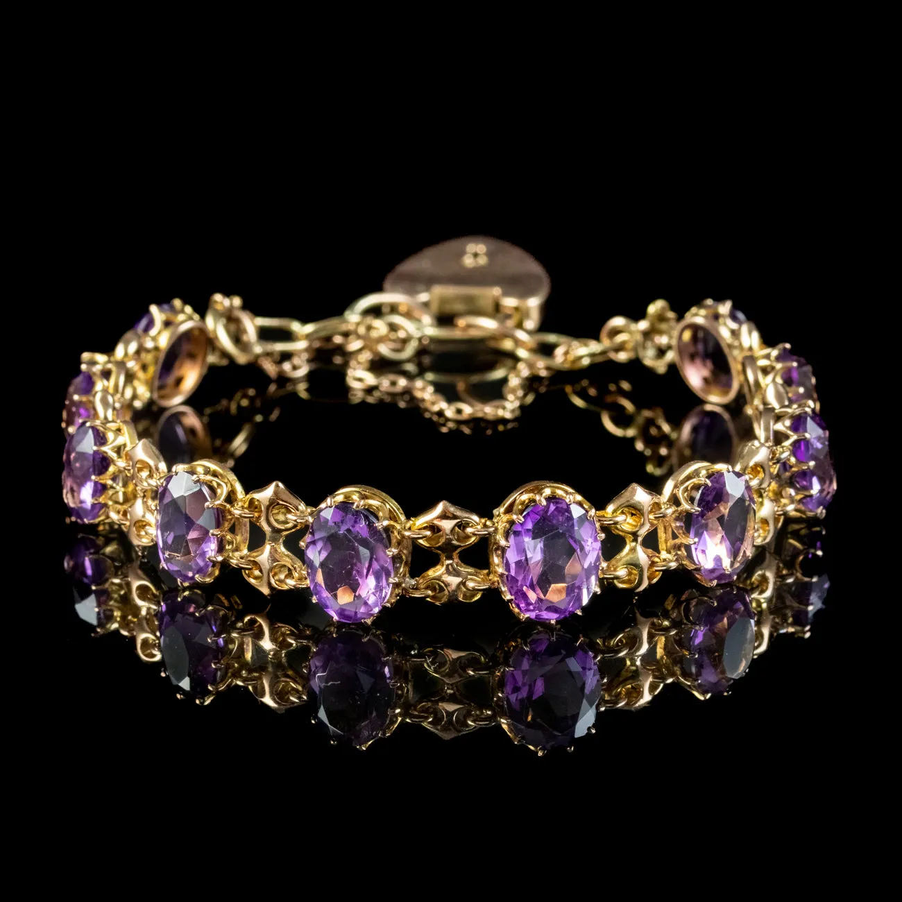 Antique Edwardian Amethyst Bracelet 9ct Gold Dated 1906