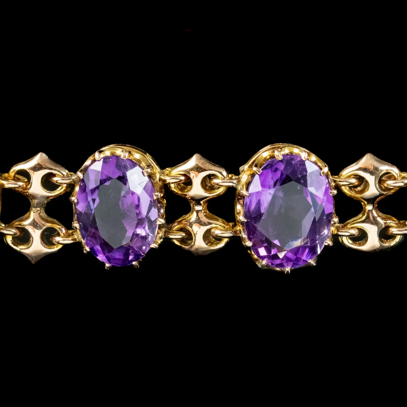 Antique Edwardian Amethyst Bracelet 9ct Gold Dated 1906