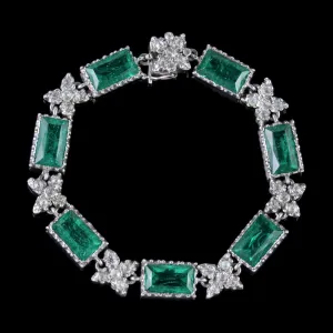 Antique Victorian Bracelet Silver Green Paste Circa 1880