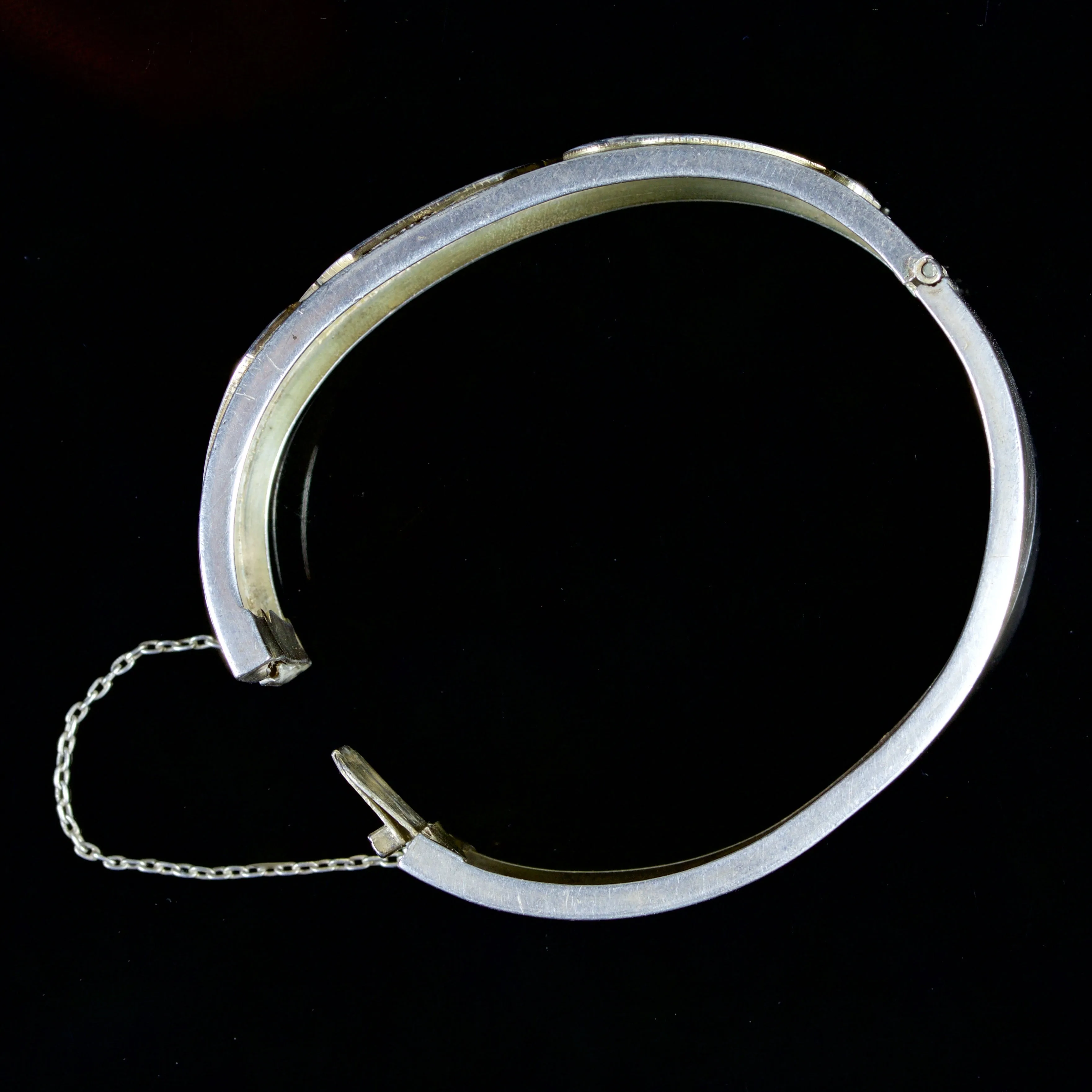 Antique Victorian Forget Me Not Bangle Silver Circa 1880