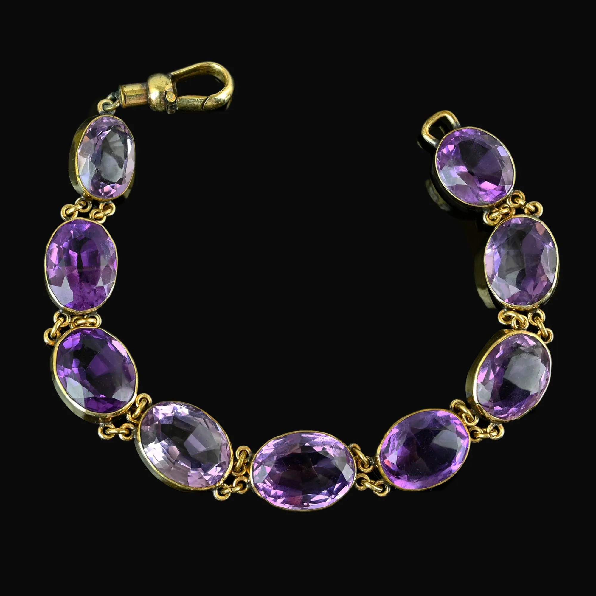 Antique Victorian Old Cut Natural Amethyst Bracelet