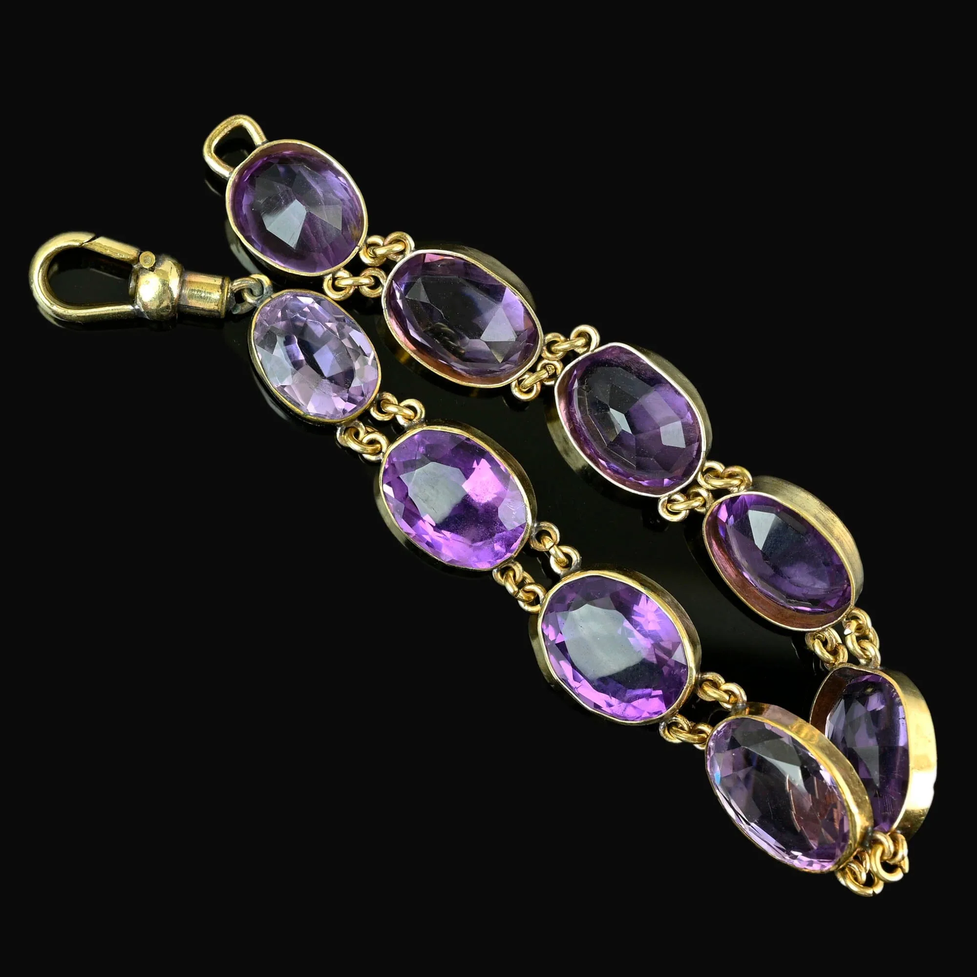 Antique Victorian Old Cut Natural Amethyst Bracelet