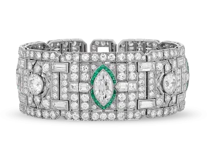 Art Deco Diamond and Emerald Bracelet