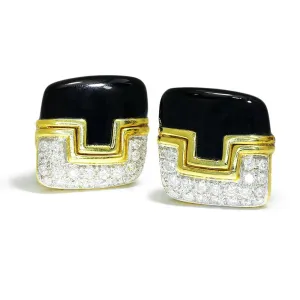 Art Deco Inspired Diamond Earrings 18K Two Tone Gold 1.75ctw