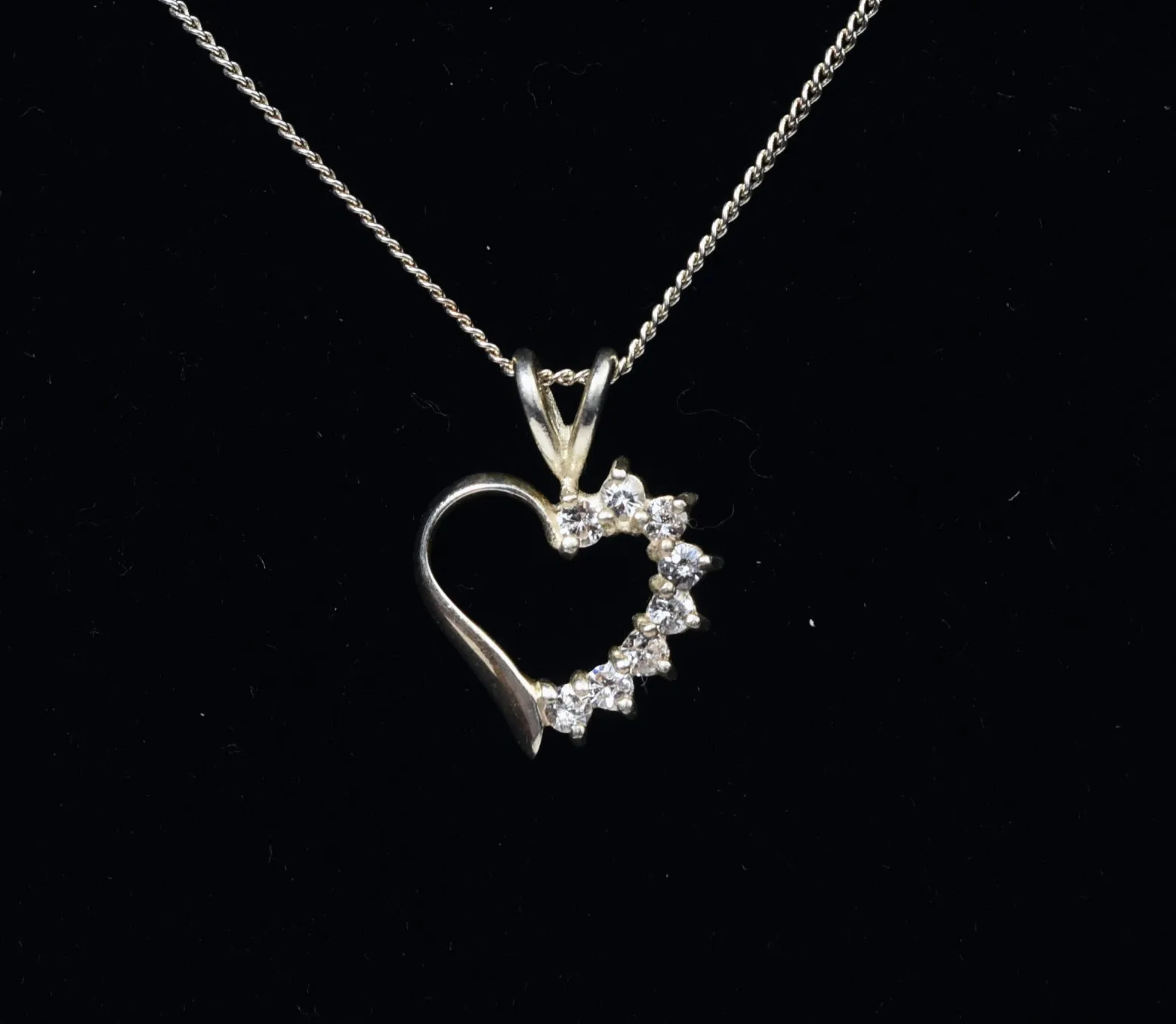 Avon - Sterling Silver and Topaz Heart Pendant on Sterling Silver Chain Necklace - 18"