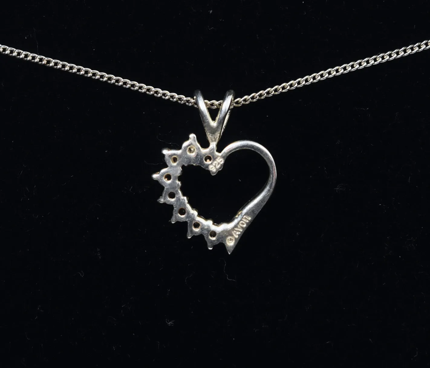 Avon - Sterling Silver and Topaz Heart Pendant on Sterling Silver Chain Necklace - 18"