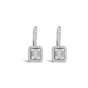 Baguette & Round Diamond Earrings