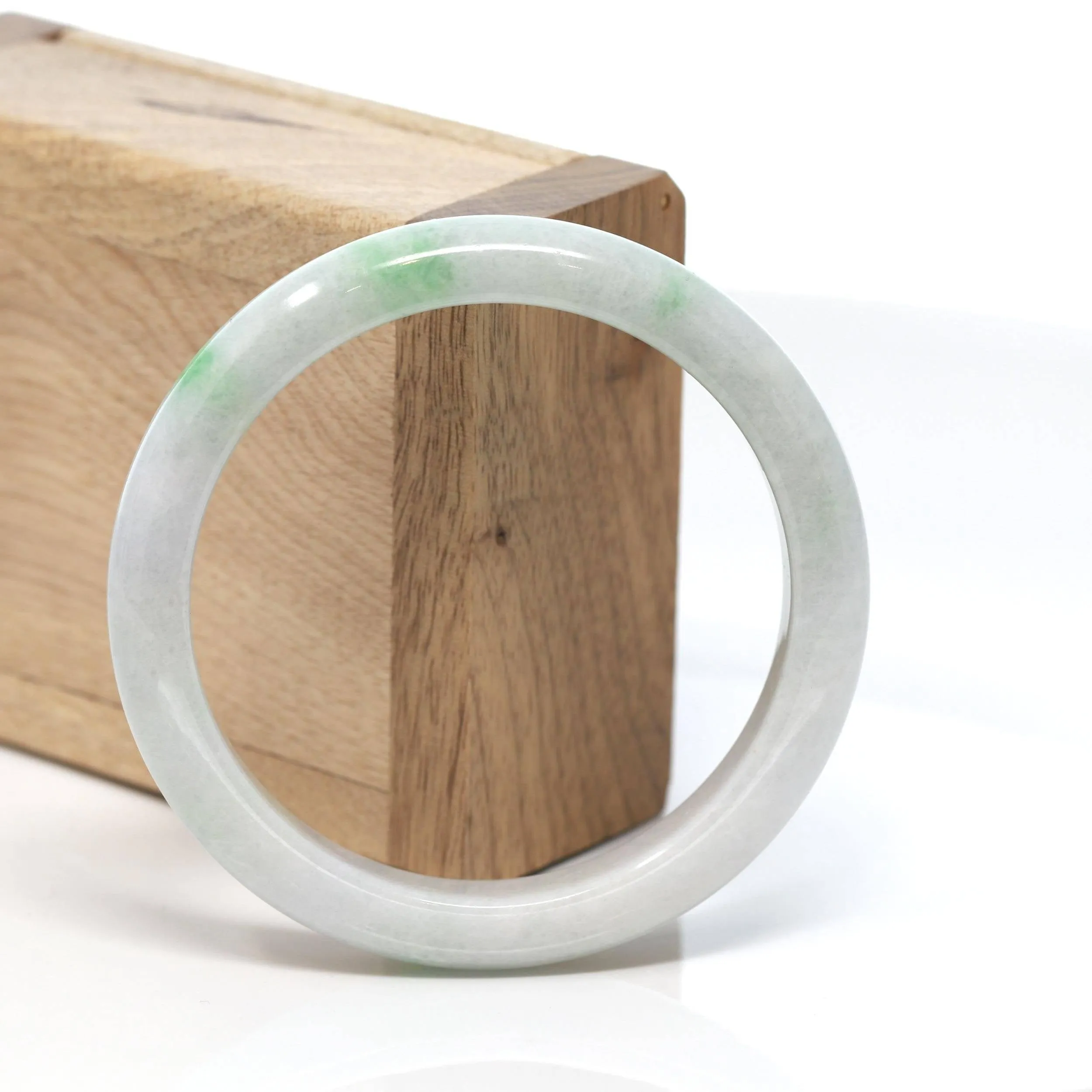 Baikalla™ "Classic Bangle" Genuine Burmese Green Jadeite Jade Bangle Bracelet (57.2 mm) #186