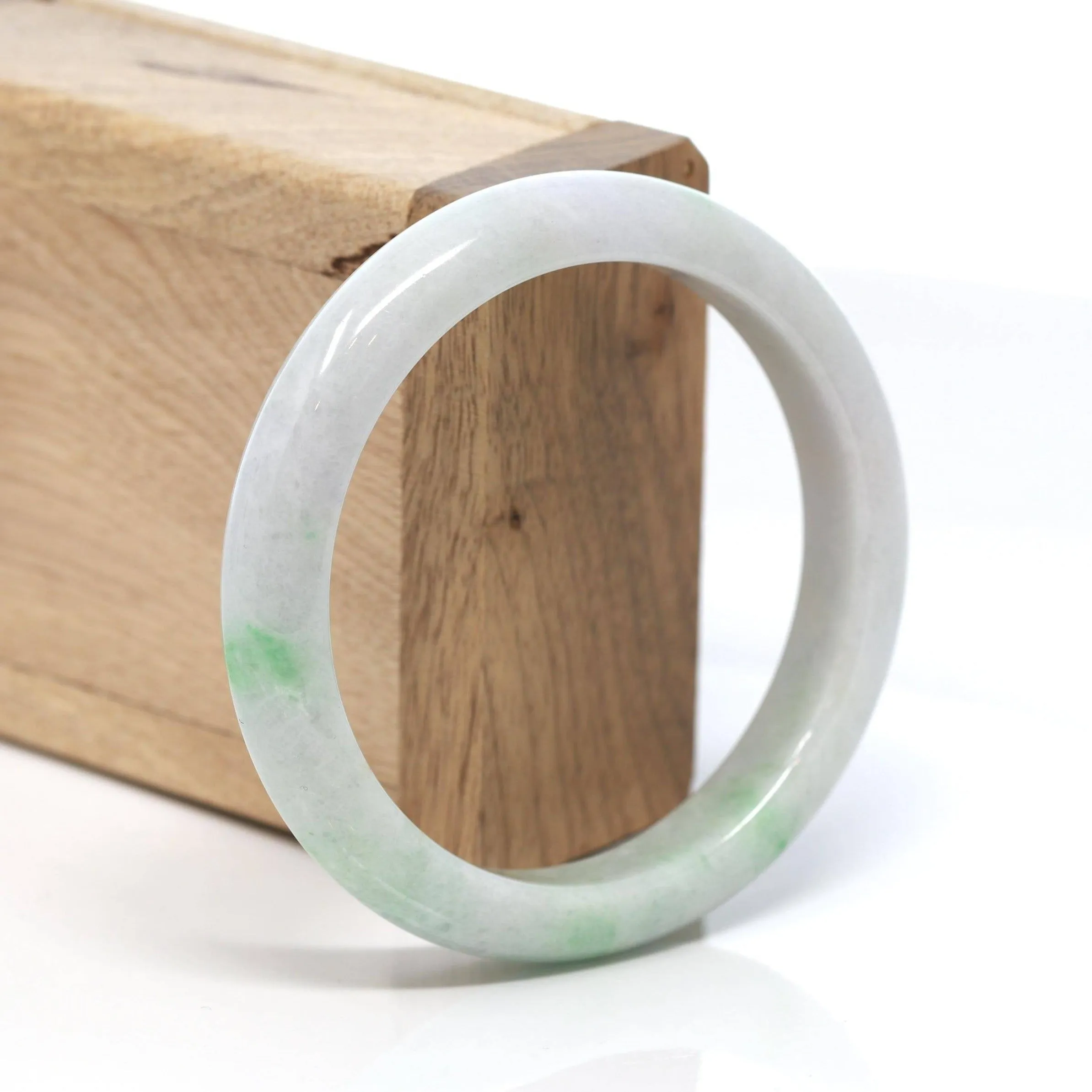 Baikalla™ "Classic Bangle" Genuine Burmese Green Jadeite Jade Bangle Bracelet (57.2 mm) #186