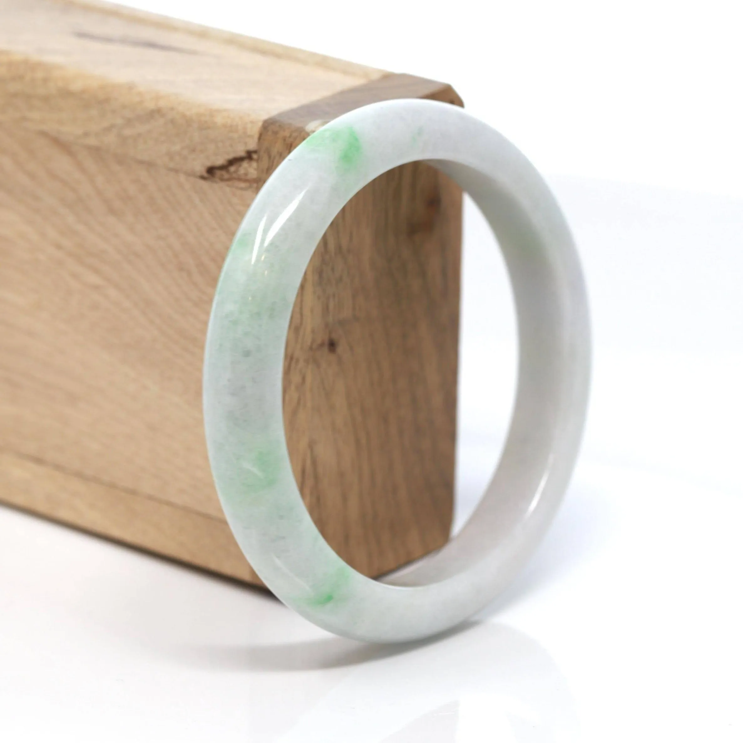 Baikalla™ "Classic Bangle" Genuine Burmese Green Jadeite Jade Bangle Bracelet (57.2 mm) #186