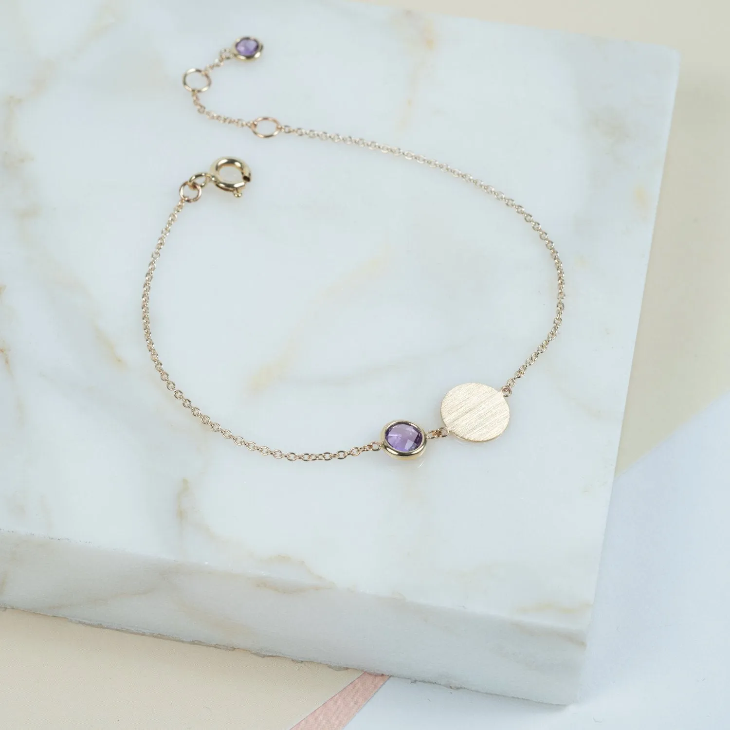 Bali  9ct Gold Amethyst February Birthstone Bracelet