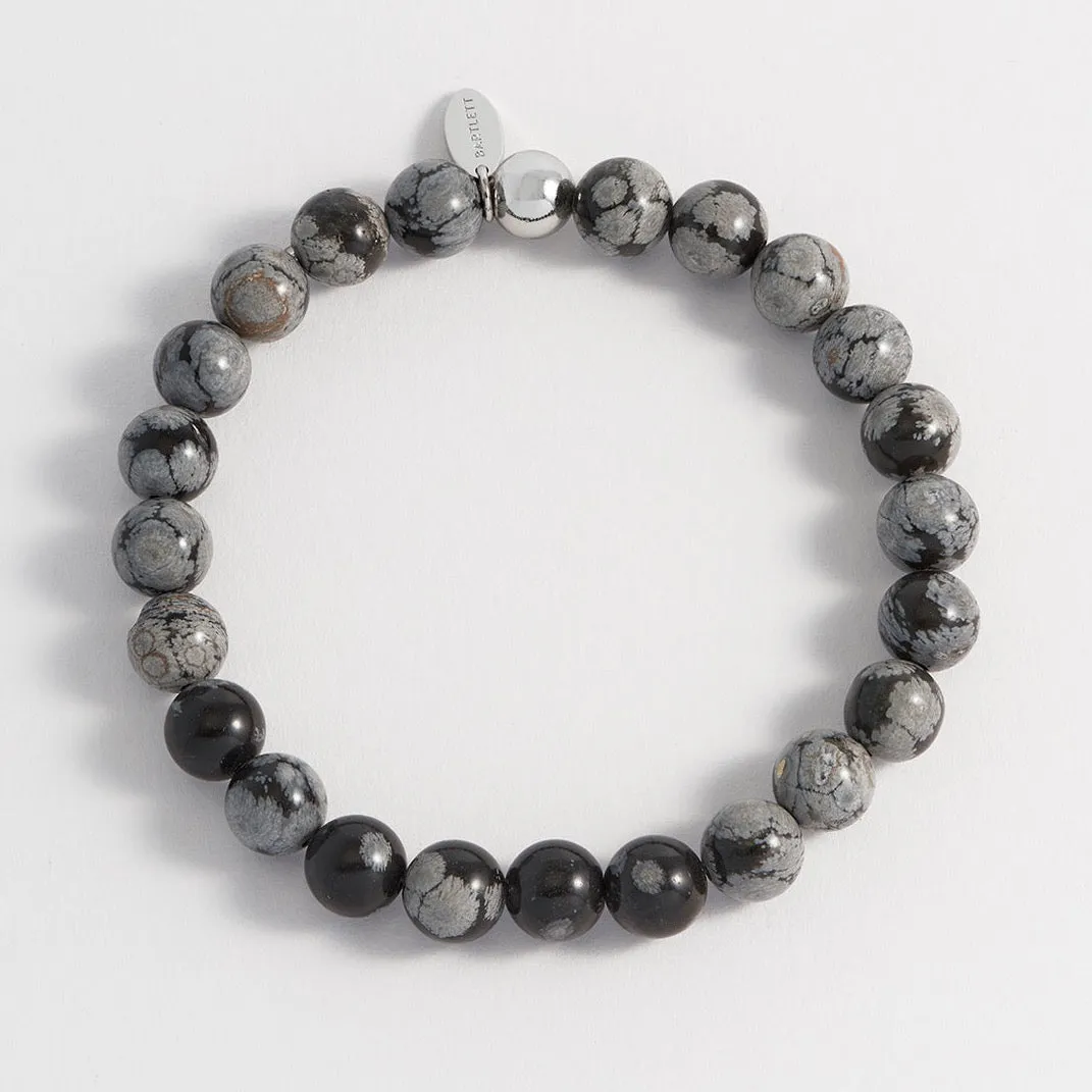 Bartlett  Snowflake Obsidian Beaded Bracelet