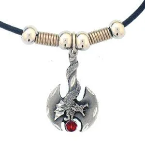 Battle Ax with Dragon Adjustable Cord Necklace