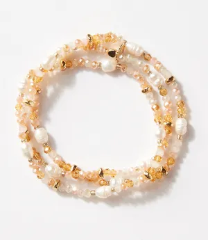 Beaded Gemstone And Pearl Stretch Bracelet