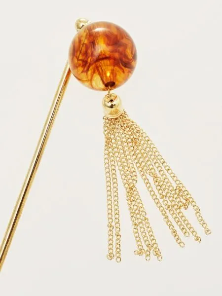 Beaded KANZASHI Hair Stick with Tassel