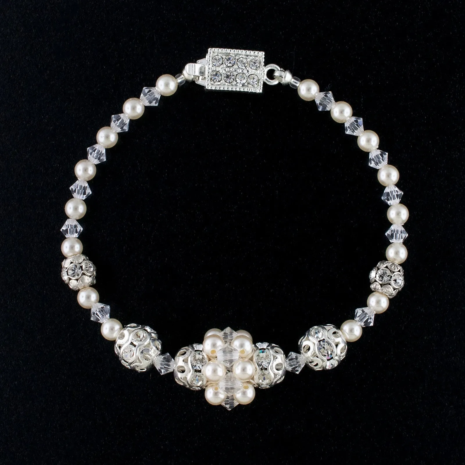 Beaded Wedding Bracelet with Center Cluster