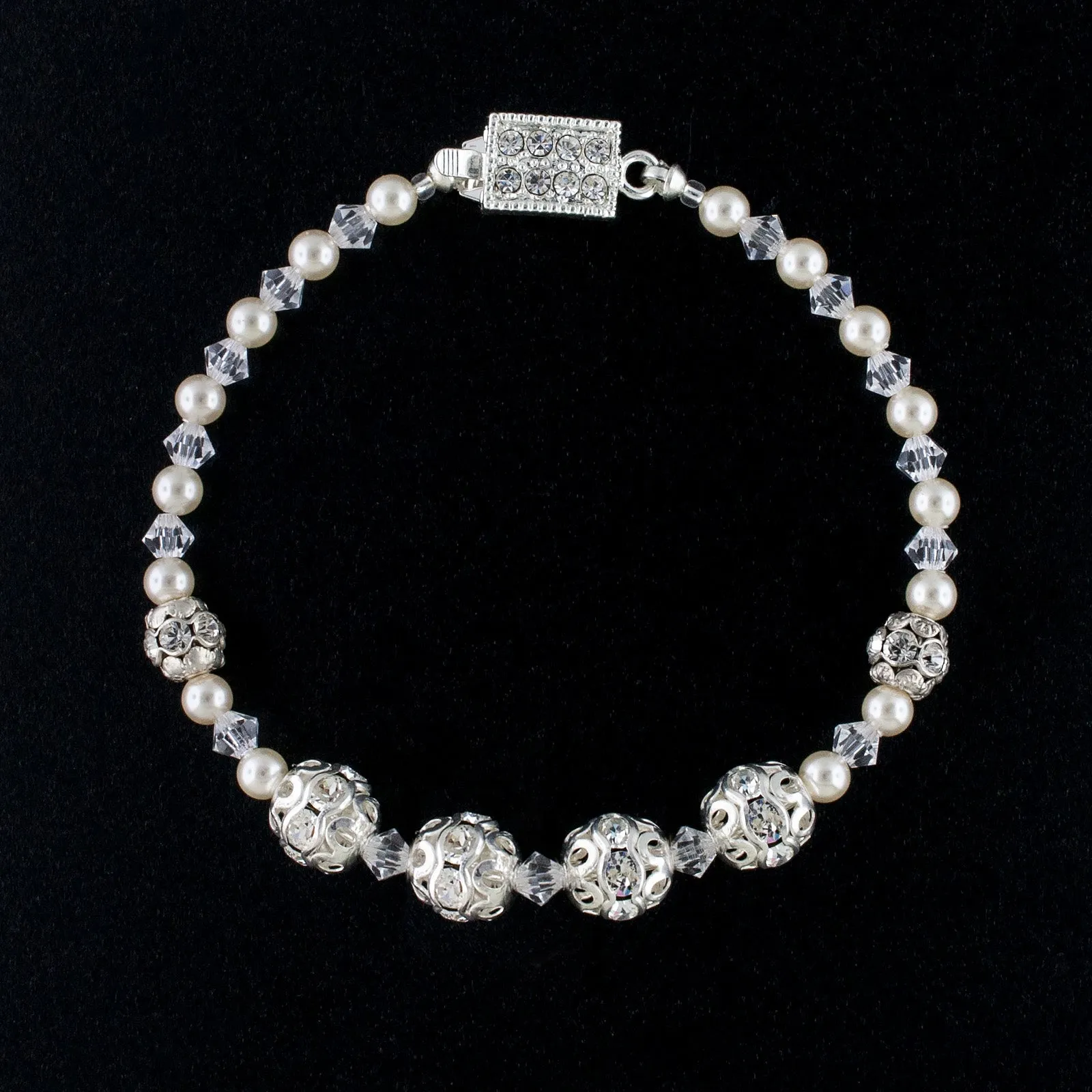 Beaded Wedding Bracelet with Center Cluster