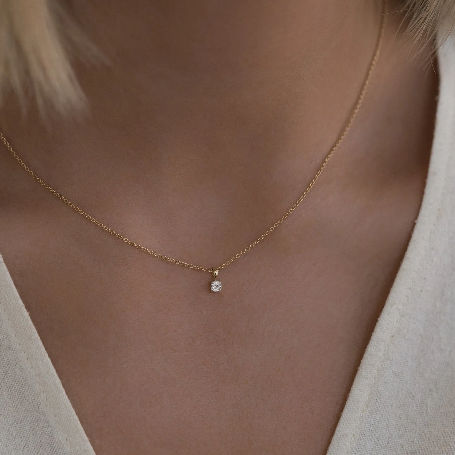 Birthstone Necklace | Gold & White Topaz