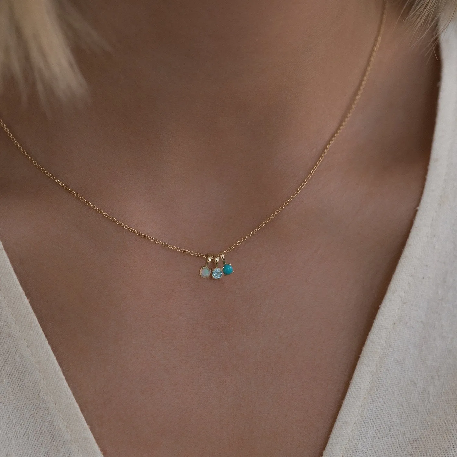 Birthstone Necklace | Gold & White Topaz