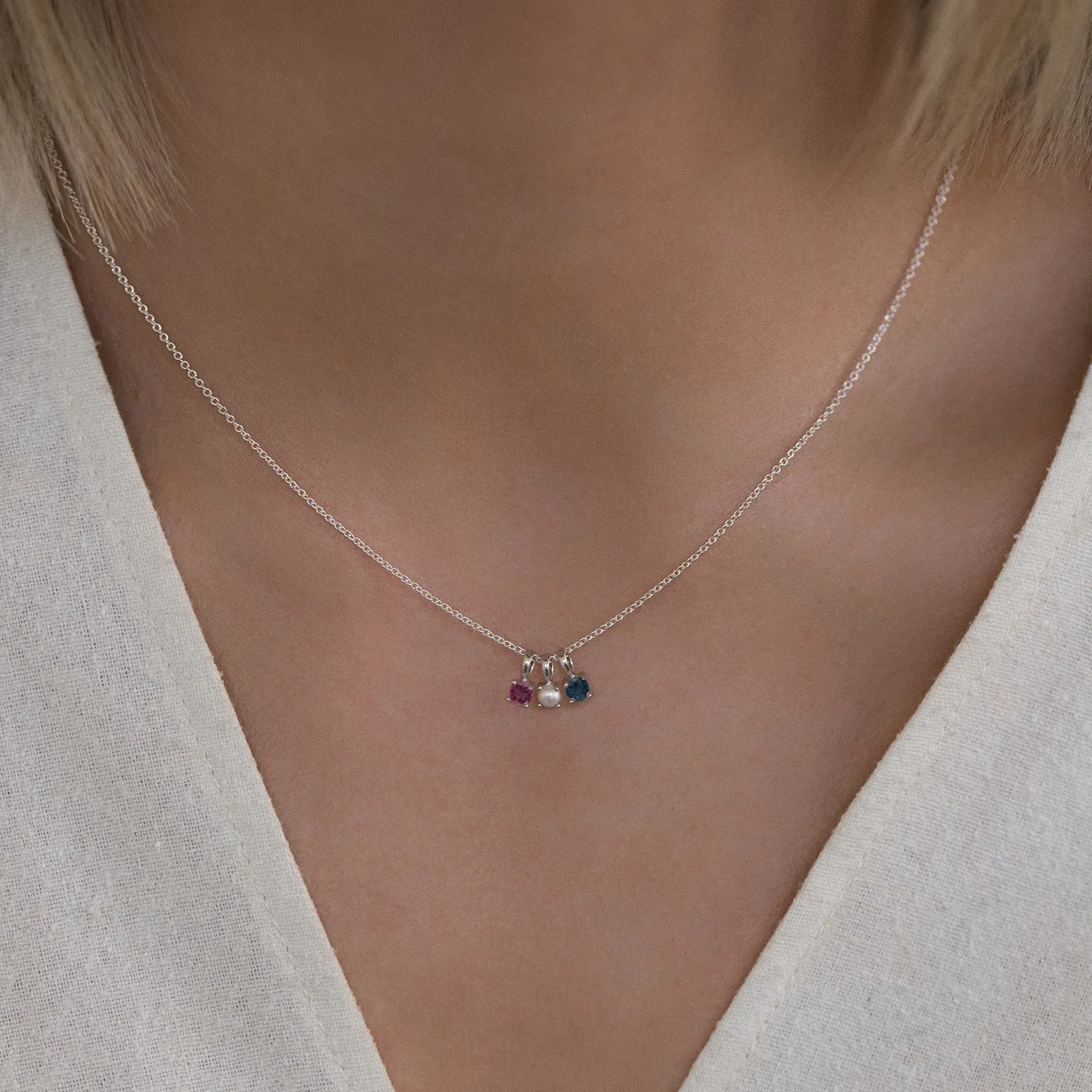 Birthstone Necklace | Silver & White Topaz