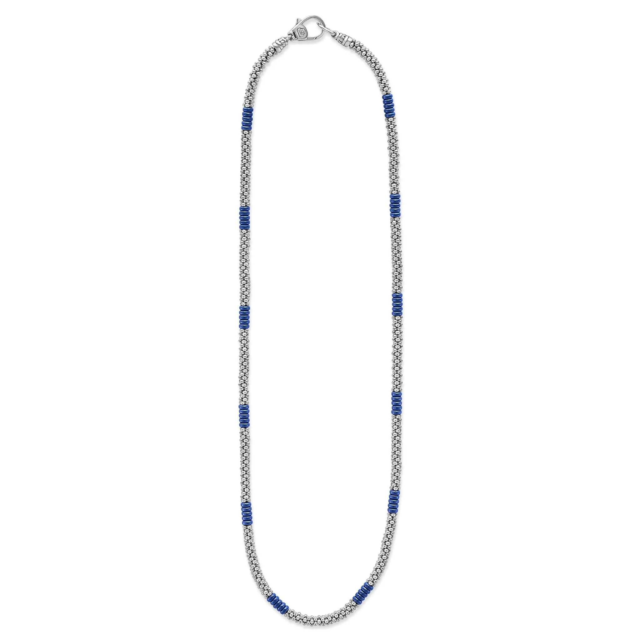 Blue Caviar Silver Station Ceramic Beaded Necklace 3mm